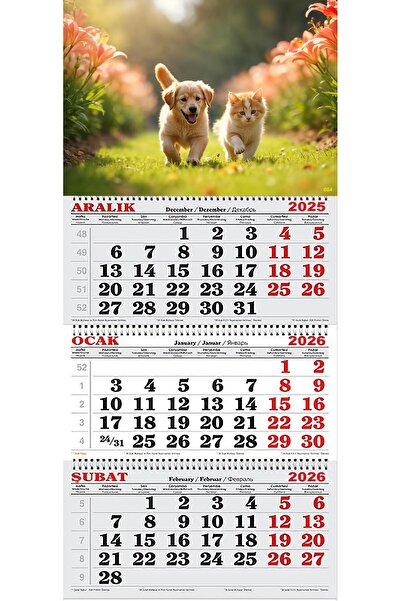 GENC DIJITAL BASKI 2026 Yılı Gemici Takvimi-Bahçede Kedi ve Köpek
