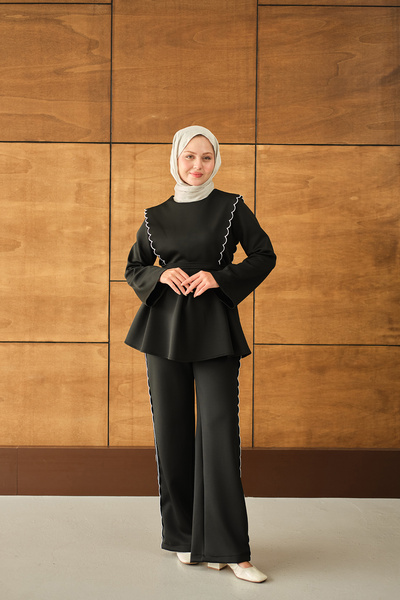 LOCCO Kadın Nakış Detay Takım Siyah