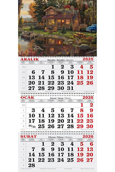 GENC DIJITAL BASKI 2026 Yılı Gemici Takvimi-Huzurlu Göl Manzarası Eşliğinde Sonbahar