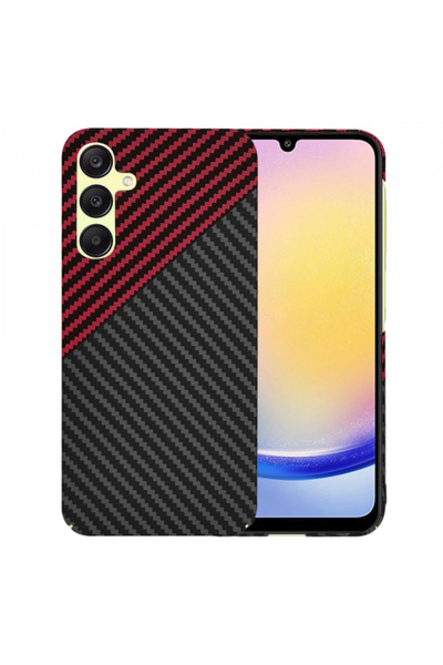 Samsung Case for Galaxy A25 A256, Techsuit, Carbonite FiberShell, Black Red