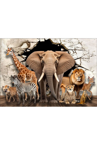 VIODESIGN Fototapet Copii, autoadeziv, 3D Animale , multicolor,120x200 cm CO445