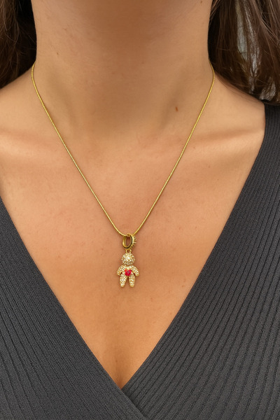Jewerly Women's Tiny Human Figure Sparkling Crystal Stone Women's Necklace
