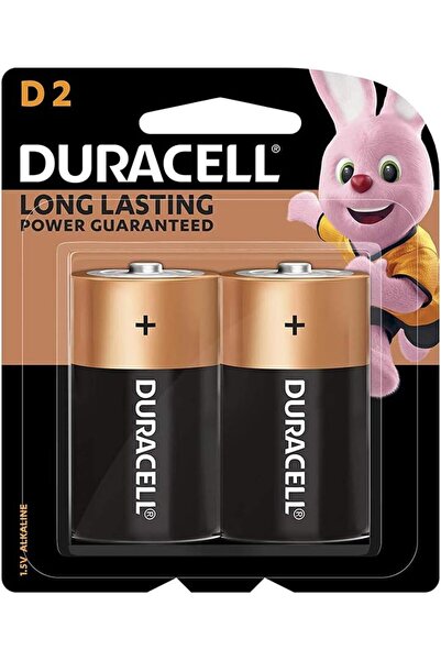 Duracell بطاريات قلوية D2 مضمونة الطاقة طويلة الأمد بقوة 1.5 فولت
