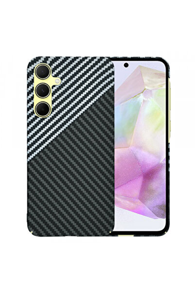 Samsung Калъф за Galaxy A35 5G A356, Techsuit, Carbonite FiberShell, Черно-сив