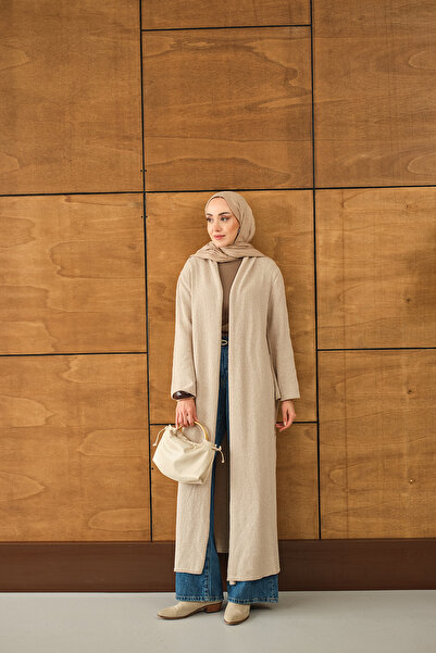 LOCCO Women's Long Knitwear Cardigan Stone