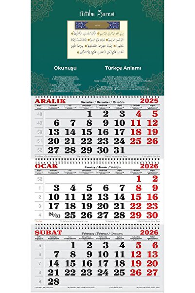 GENC DIJITAL BASKI 2026 Yılı Gemici Takvimi-Fatiha Suresi