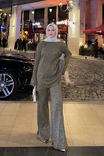 LOCCO Жіночий блискучий двокомпонентний комплект зеленого кольору