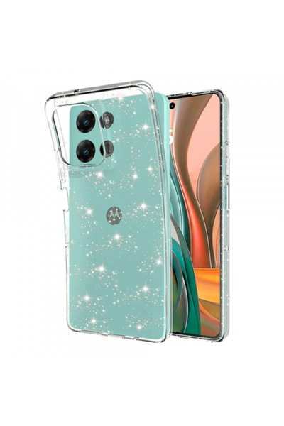 Motorola Θήκη Moto G75, Τεχνική στολή, Λαμπερό δέρμα, Διαφανής