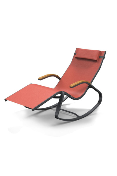 Mentoried كرسي هزاز من الألومنيوم مع مسند ذراع خشبي