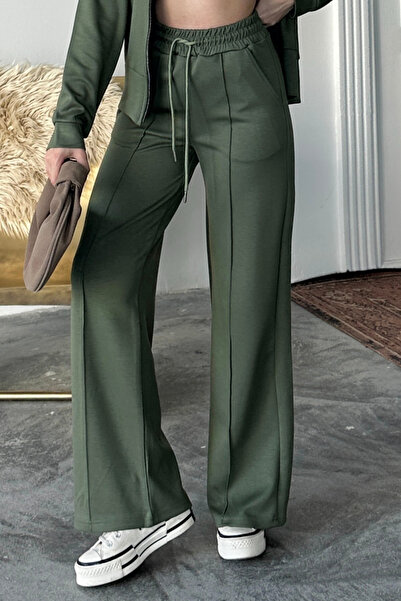 Mogi Butik Women's Modal Fabric Zippered Mock Neck Sets 3106