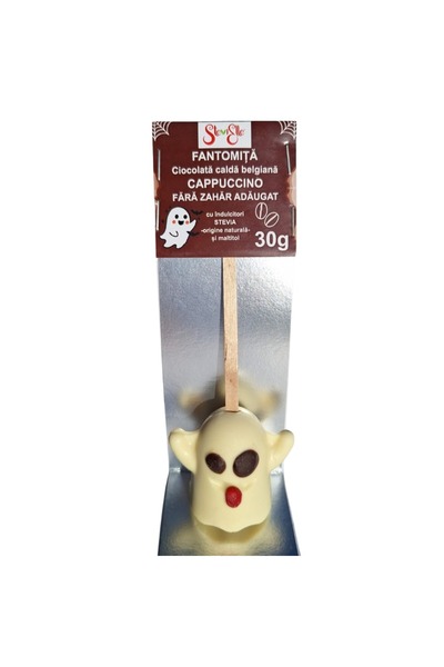 stevielle Fantomiță CAPPUCCINO ~ Ciocolată caldă belgiană cu cafea instant, îndulcită cu stevia și maltitol