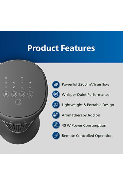 Philips 40W High Performance Bladeless Technology Aroma Diffuser Tower Fan