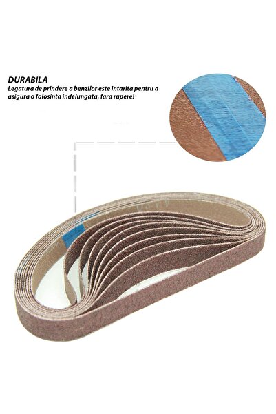 Onuvio Set of 10 continuous abrasive belts, belt type for belt sander adapter, grit P80, 255x20mm, Onuvio®