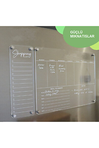 tsddekorasyon Notlu Manyetik Şeffaf Akrilik Haftalık Buzdolabı Takvimi İkili ...