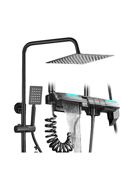 NEXTLY Deluxe Inox Shower Column with Digital LED Display, Anthracite Grey