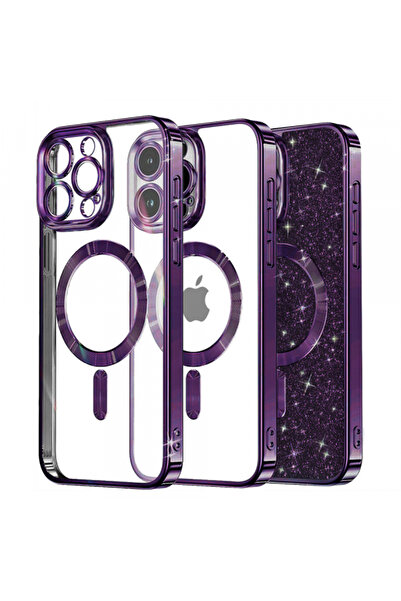 Apple Husa MagSafe pentru iPhone 13 Pro, Techsuit, Luxury Glitter, Mov Inchis