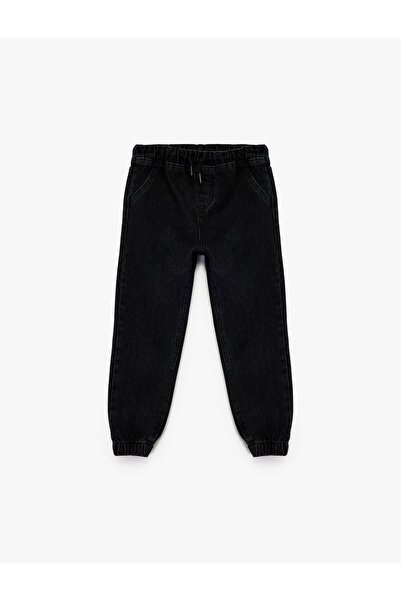 Koton Cotton Relaxed Fit Waist Tie Jogger Denim Pants