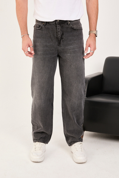 IMPOSING JNS Чоловічі баггі-фіт зручні антрацитові джинси
