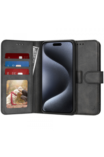 Apple Калъф за iPhone 15 Pro, Techsuit, дневник, черен