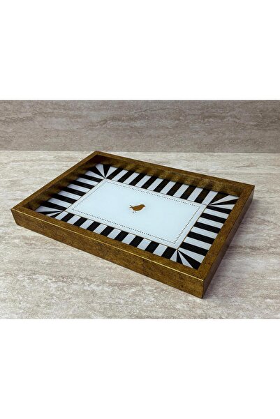 Altabi صينية عرض زجاجية رقمية مزخرفة مطبوع - 32 × 22 سم