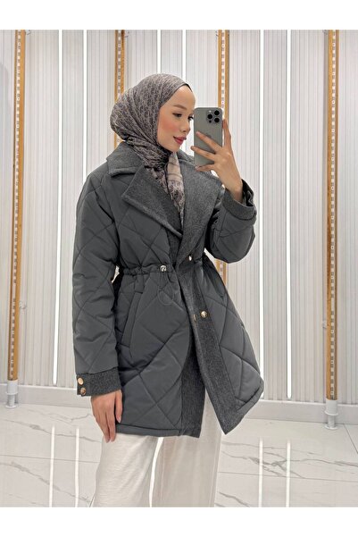 BZ BUTİK Waist-Tightening Quilted Coat