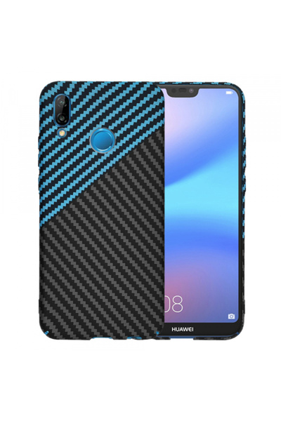 Huawei Husa pentru P20 Lite, Techsuit, Carbonite FiberShell, Neagra Bleu