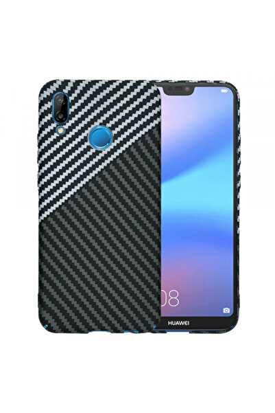 Huawei Case for P20 Lite, Techsuit, Carbonite FiberShell, Black Grey