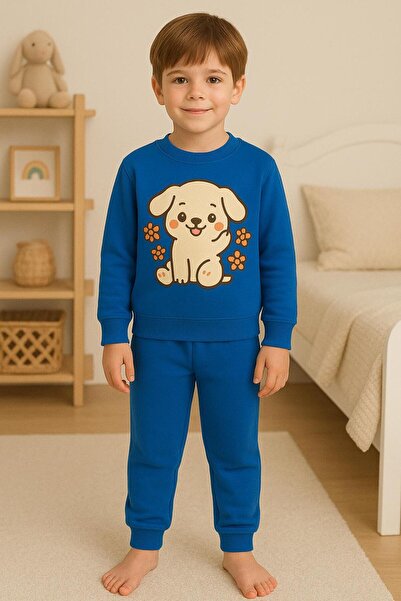 playwear Set de trening cu imprimeu DOG FLOWER, pentru vârstele 3-4-5-6-7-8-9...