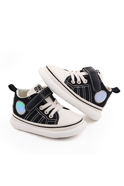 BebeNou Teniși înalți albi/negri pentru bebeluși MDD2716-3-C
