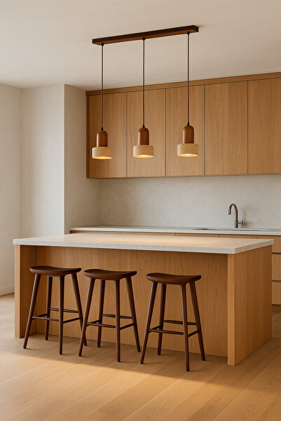 Baz Aydınlatma Traverten Mermer 3lü Sarkıt Avize