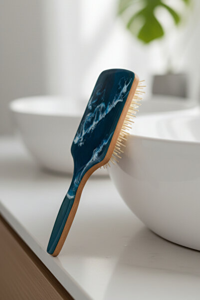 ELSA Professional Natural Wooden Handle Artistic Design Hair Brush - Massaging Effect & Detangling