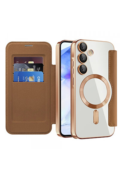 Samsung Husa MagSafe pentru Galaxy A55 5G A556, Techsuit, SmartMag Book, Maro