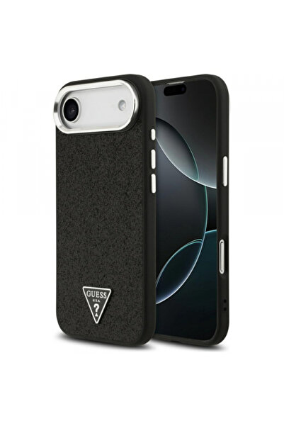 Apple Husa MagSafe pentru iPhone 17 Air, Guess, Glitter Triangle Logo, Neagra