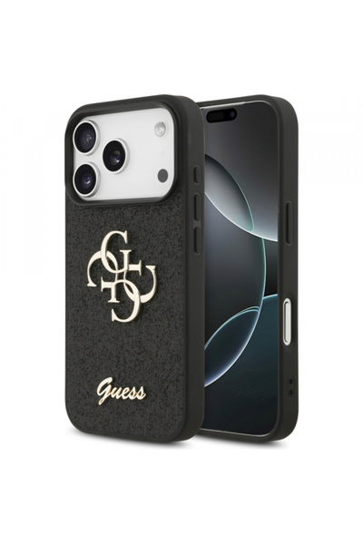 Apple Θήκη για iPhone 17 Pro, Guess, Fixed Glitter Big 4G, Μαύρη