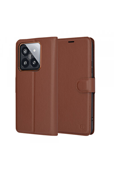 Xiaomi Husa pentru 14 Pro, Techsuit, Leather Folio, Maro
