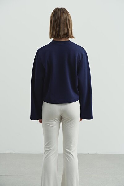 C&City Oversized Basic Short Sweatshirt 981 Sax