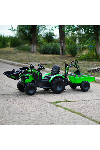 Kinderauto Tractor electric premium cu remorcă 12V