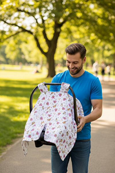 Salvia Dione Muslin Stroller Cover - 100% Cotton, Adjustable, Zippered Baby Girl Stroller Cover