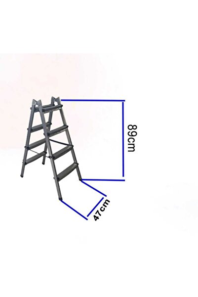 eurowix 4+4 Çift Taraflı Sac Merdiven – Dayanıklı, Kaymaz Basamaklı, Katlanab...