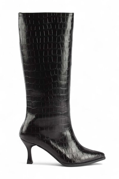 luuq shoes Γυναικείες μπότες με τακούνι RAKOW με σχέδιο κροκόδειλου