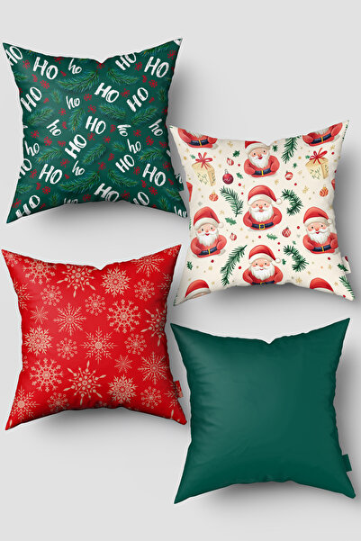 EsnafAli Комплект от 4 калъфки за възглавници с коледна тематика „Борови клон...
