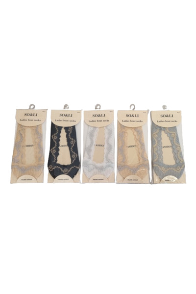 OEM Set of 5 pairs of women's slippers, lace model with silicone band, size 3...