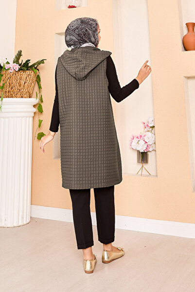 EBRUTESETTÜR Hooded Gold Button Detailed Quilted Vest