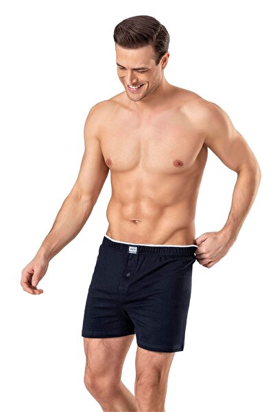 OBJE Lacivert Düz Erkek Boxer Şort