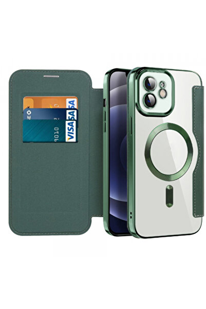 Apple MagSafe Case for iPhone 12, Techsuit, SmartMag Book, Green