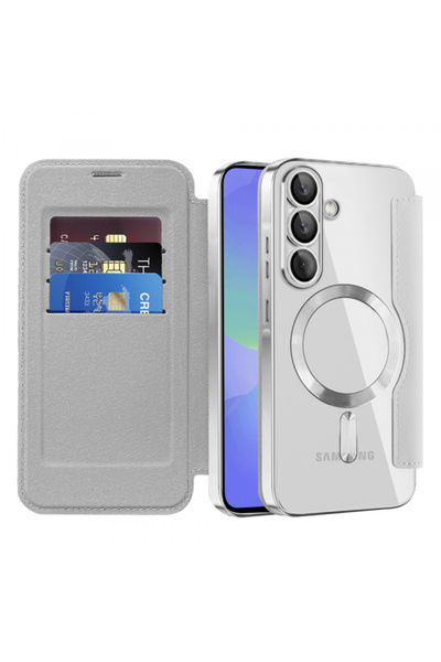 Samsung Husa MagSafe pentru Galaxy A36 A366, Techsuit, SmartMag Book, Gri