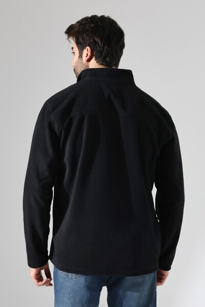 RANESA Men's Black Fleece Fabric Trucker Judge Collar Sweatshirt