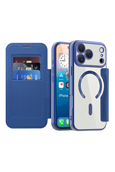 Apple MagSafe Case for iPhone 17 Pro Max, Techsuit, SmartMag Book, Blue