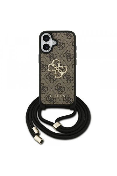 Apple Husa pentru iPhone 17, Guess, 4G CBDY Big Logo with Cord Strap, Maro