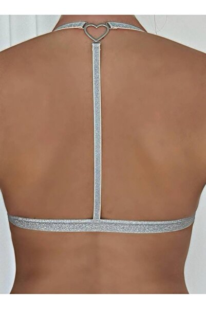 LilaLingerie Sutien fără sârmă cu detaliu cu cleme în față cu sclipici Sutien cu broderie Sutien unic confortabil